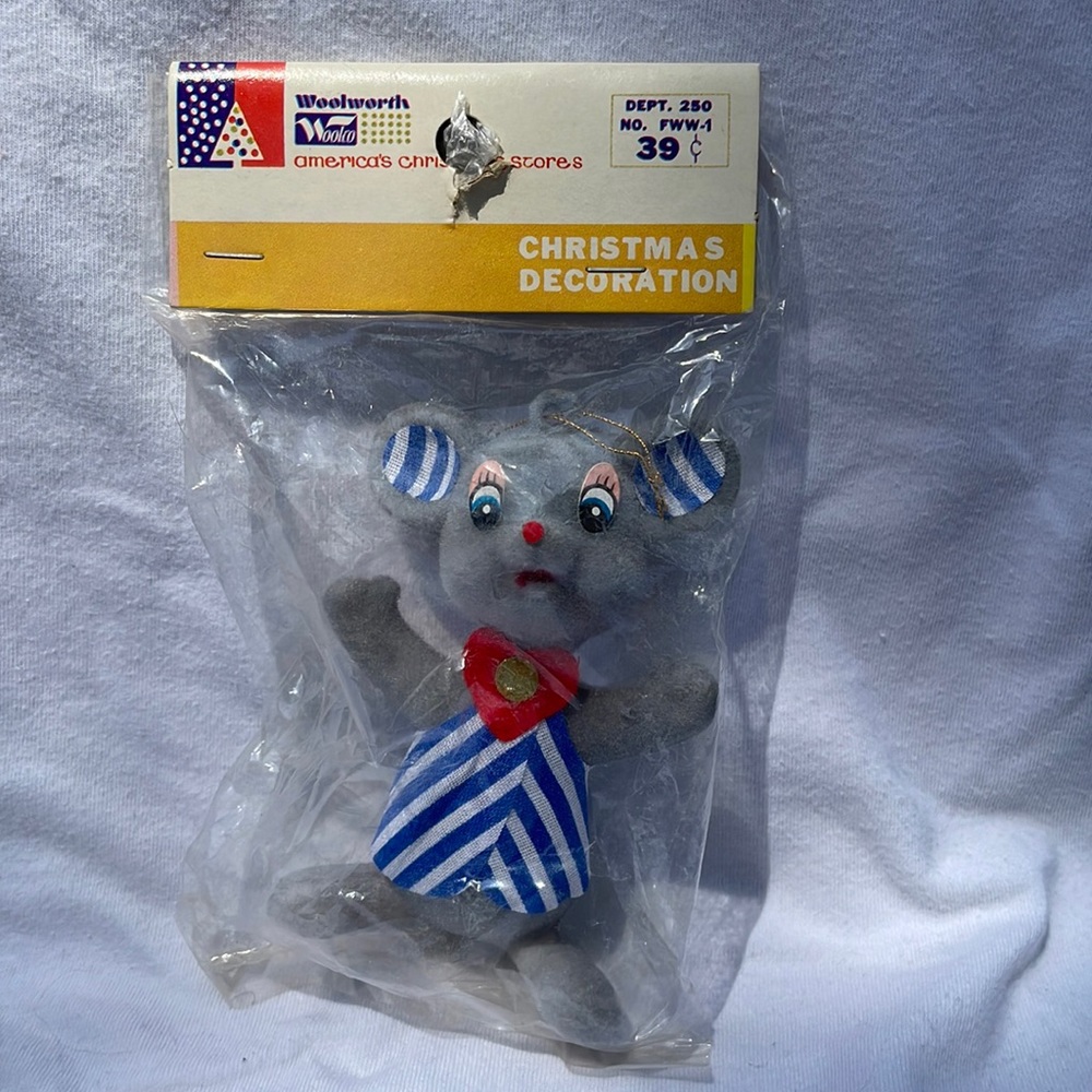 Woolworth Flocked Christmas Mouse